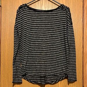 Maurices Black and Gray Striped Long Sleeve Top